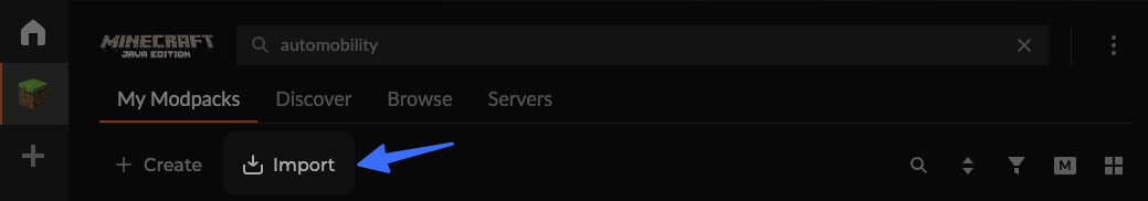 Etape 1 importation d'un profil du CurseForge